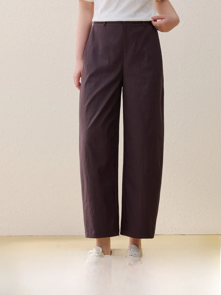 

Casual Commute Nine-Piece Pants plus Size Women's Simple Match Summer New Arrival Straight Leg Pants High Waist Polyester Fiber