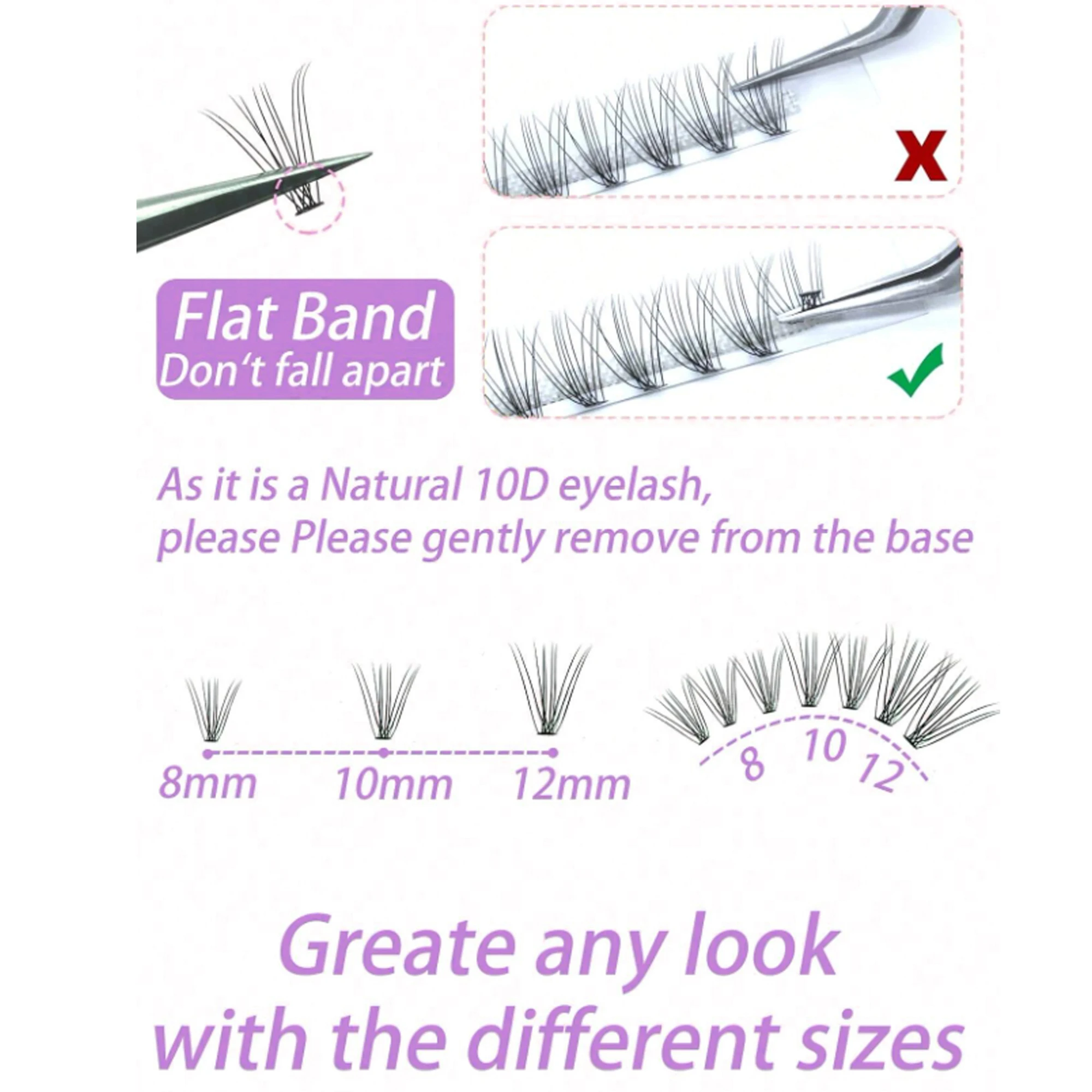 Kit de extensión de pestañas postizas de doble volumen 10D [Rizo D] 200 grupos de pestañas 9-16mm DIY pestañas postizas acampanadas de aspecto Natural