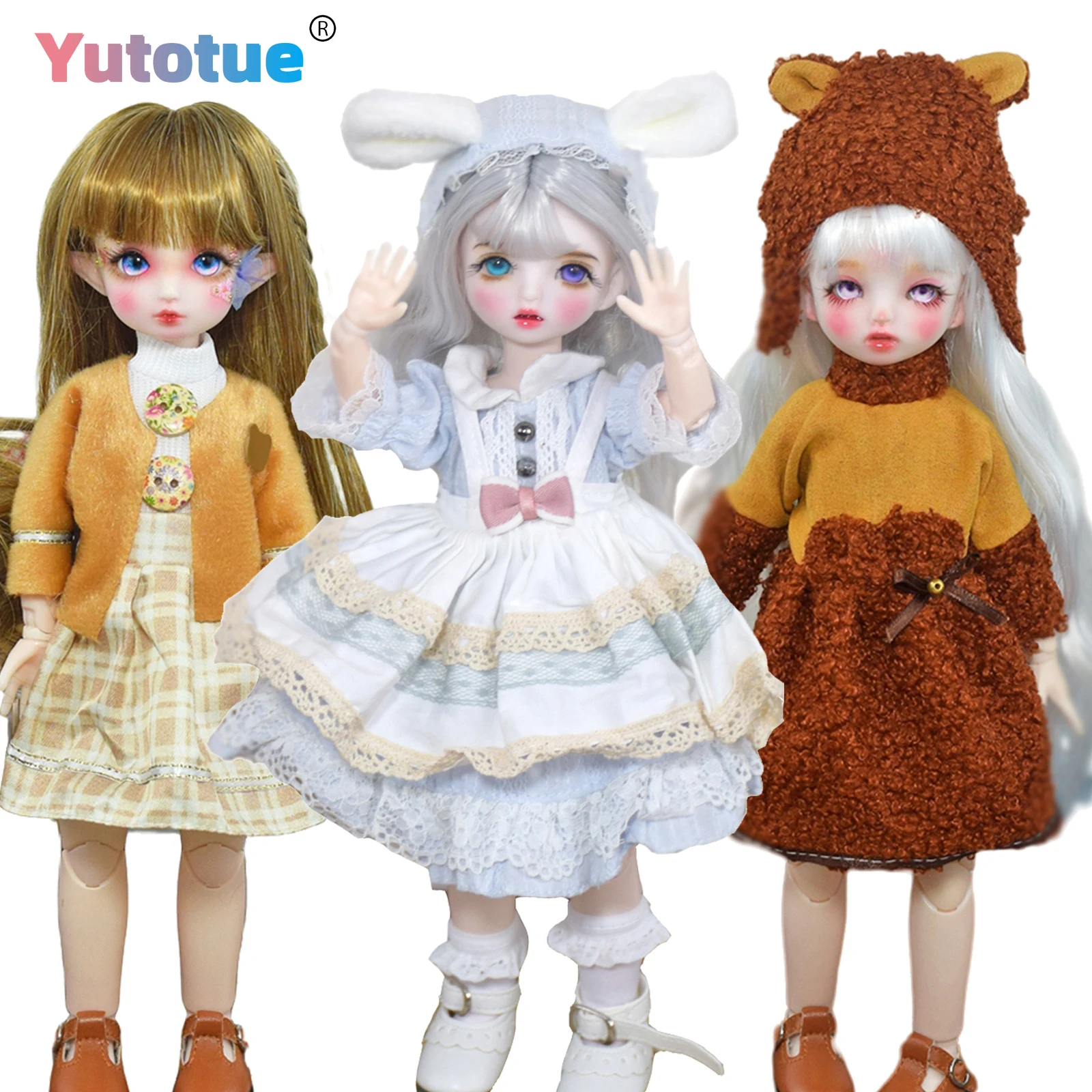 

YUTOTUE, высота 30 см, игрушка-кукла для девочек, совместное тело с макияжем лица и съемными нарядами, мини-детская игрушка, 12-дюймовая кукла