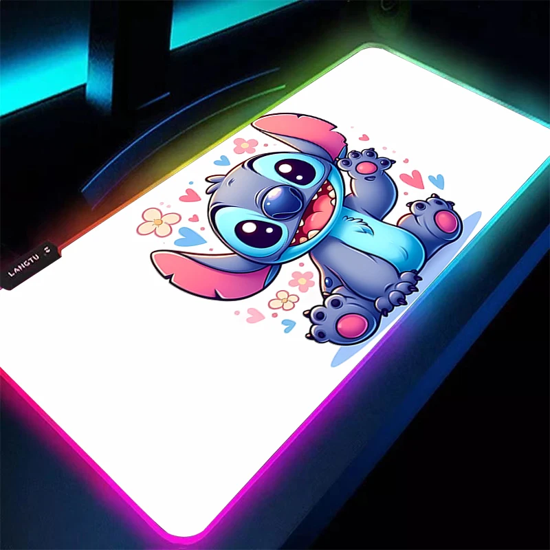 

RGB Mouse Pad S-Stitchs Gamer Gaming Accessories Varmilo Keyboard PC Computer Desk Mat Carpet Backlight Edge White LED Mousepad
