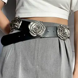 Exaggerated fashion camellia wide belt niche design decorative belt skirt coat waist cover senior accessories women