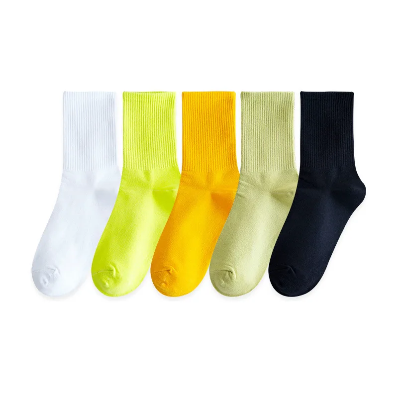 Candy color Women Socks Japanese Korea High School Girls High Socks Loose Solid Colors Double Needles Knitting Cotton Long Socks