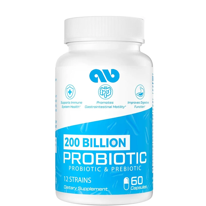 200 billion Cfus 12 probiotics - containing 3 prebiotics, supporting immunity, intestinal digestion health, shelf stability