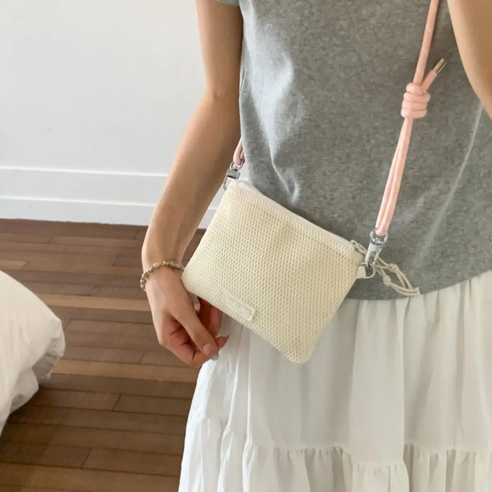 

Sweet Korean Style Nylon Mesh Bag Double-layer Solid Color Nylon Crossbody Bag Wallet Bags Purse Shoulder Bag Outdoor