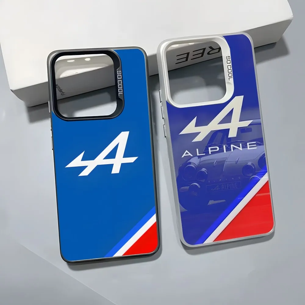 Alpine Logo Tricolor French Phone Case Trendy Phone Case For Samsung A14 34 53 54 S 20 21 22 23 24 FE PLUS ULTRA Couple