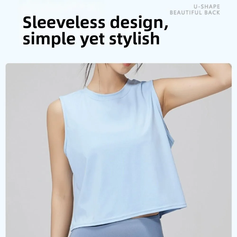 New Round Neck Slim Fit Yoga Top Breathable Quick-Drying Sleeveless Top Soft Comfortable Skin-Friendly Sports Top Sports Fitness
