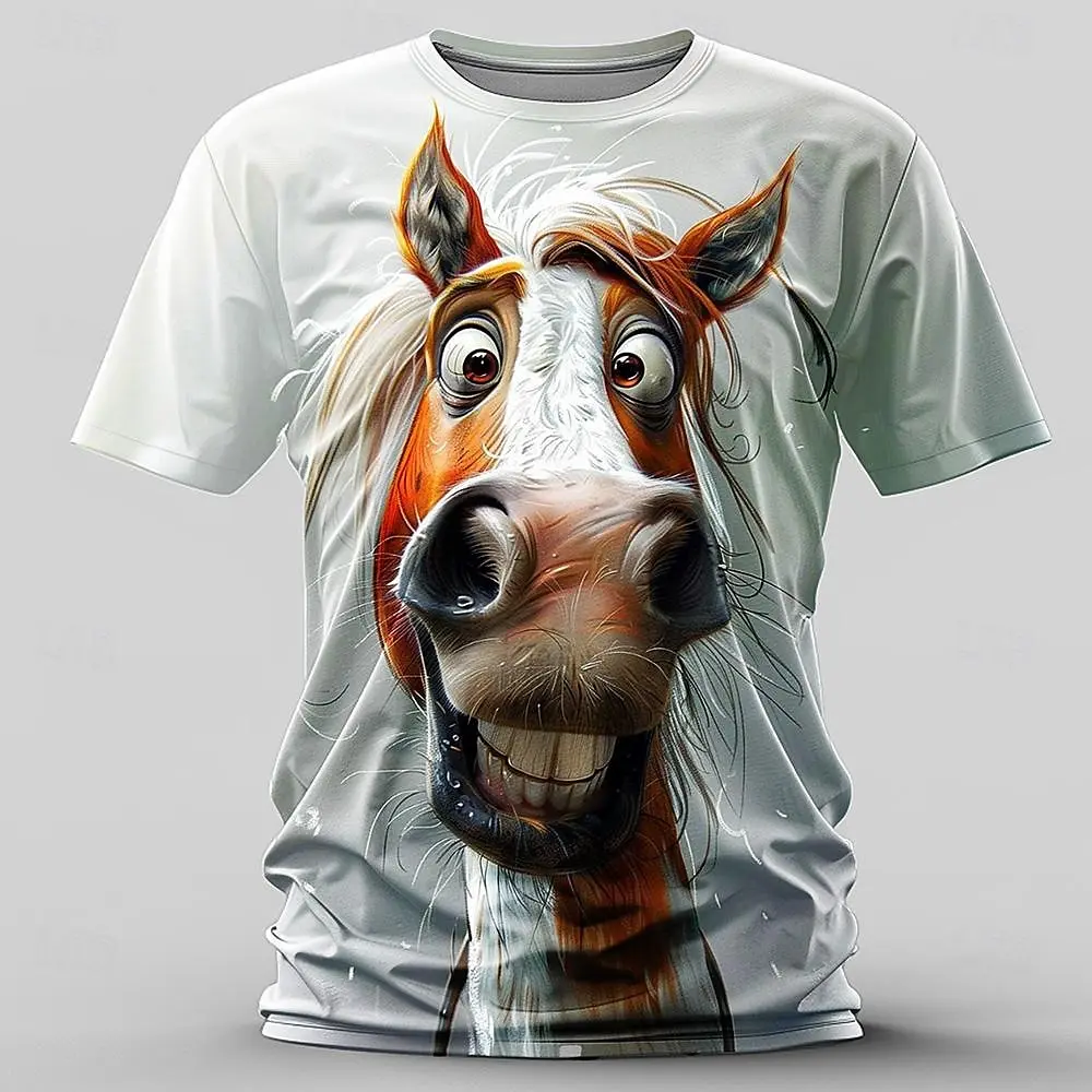 Lightning Black Horse 3D Men's T-shirts Novelty Wild Animal Print T-shirt Fashion Street Style Short Sleeve Tops Summer Clothing