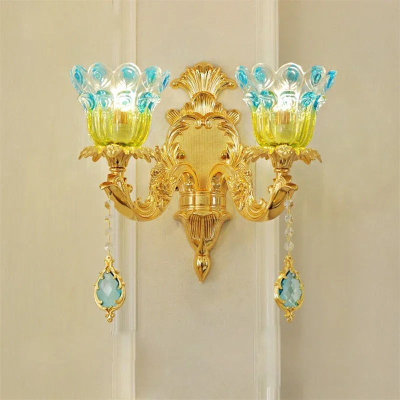 DORIAN Европейский хрустальный настенный светильник, роскошная гостиная, спальня, прикроватная лампа, фон, стена, коридор, вилла, отель, освещение