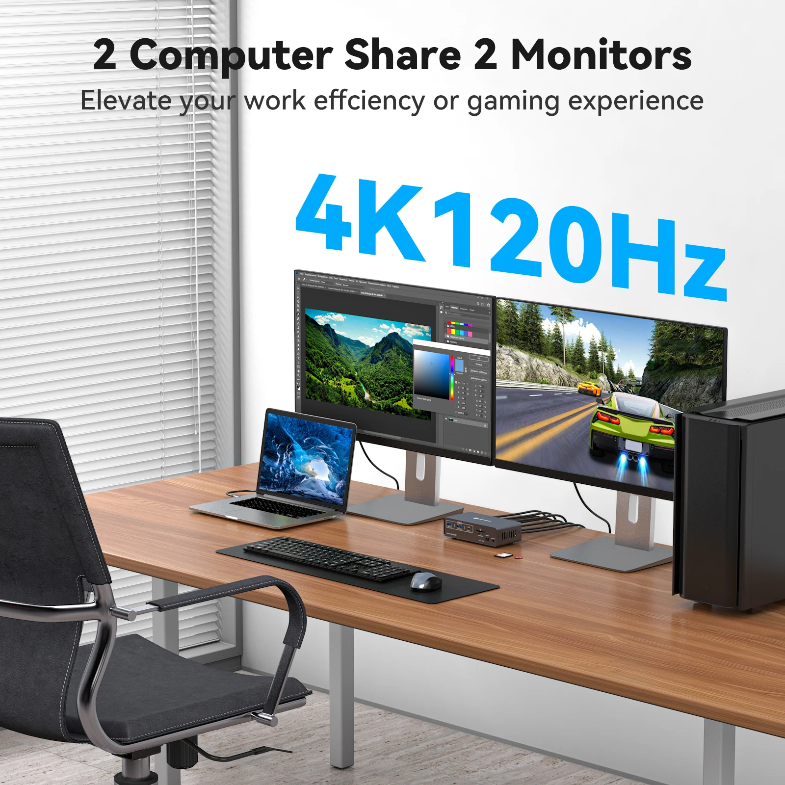 ドッキングステーション kvm スイッチ 2台 モニター USB C DP KVM 