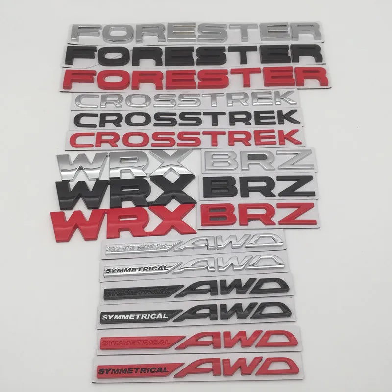 1pcs metal for CROSSTREK AWD BRZ FORESTER WRX car letters Fender Side emblem rear Trunk badge sticker Decal Styling Accessories