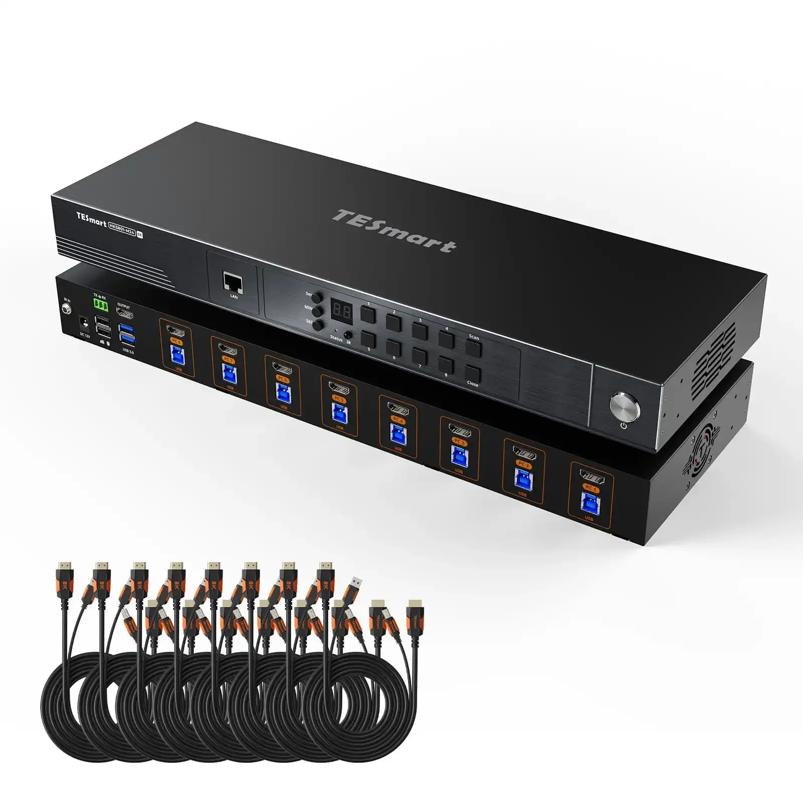 TESmart 8 Port for HDMI KVM Switches 8K 60Hz 4K 144Hz USB 3.0 Supports 8 Computers 1 Monitor EDID Charging Function KVM Dock