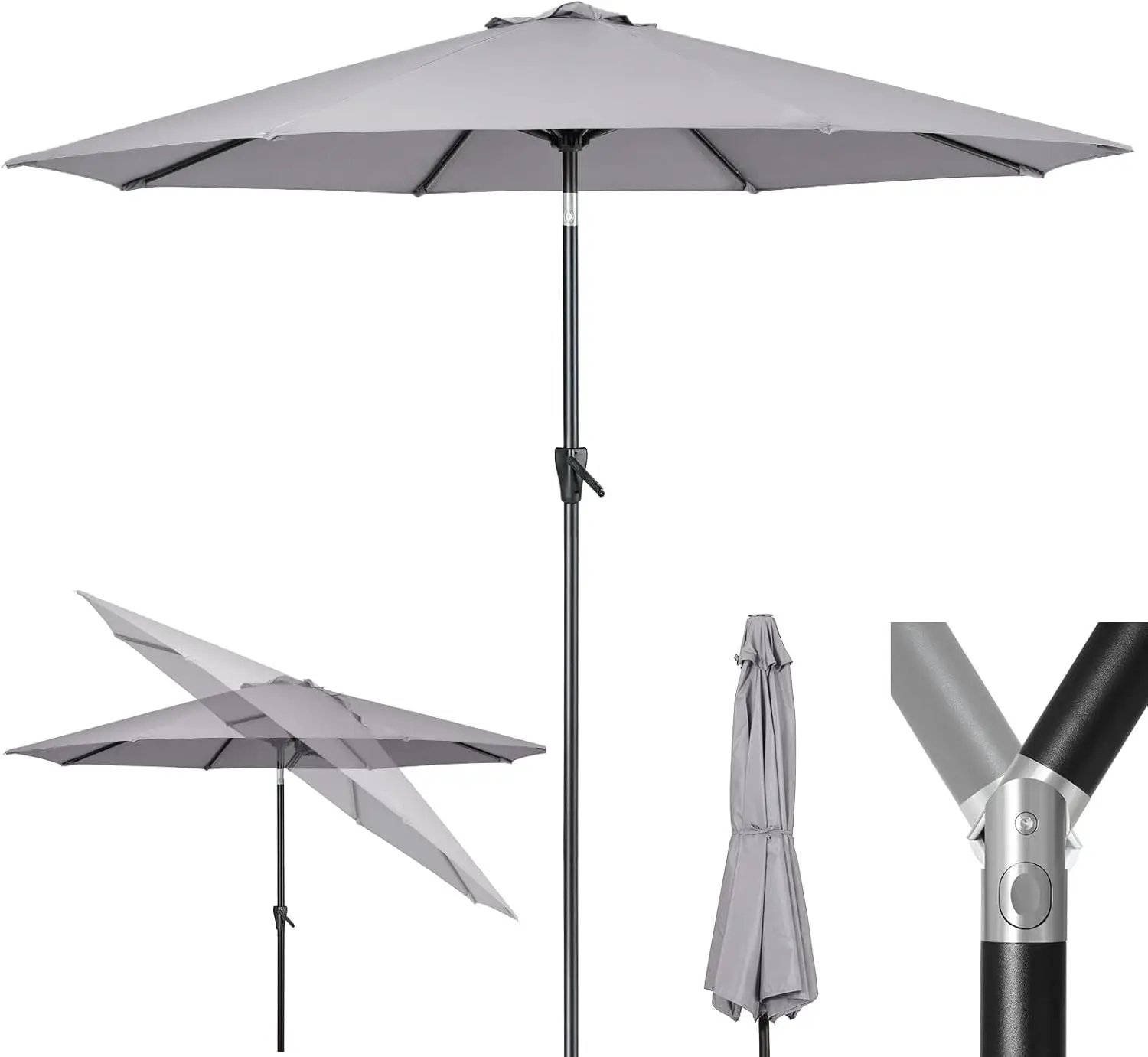 

Patio Market Umbrella with Push Button Tilt & Crank, Large Sun Shade, Fade Resistant Canopy, Sturdy Pole, Easy Setup