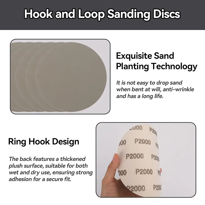 3/5/6 дюймов, 75/125/150 мм, шлифовальные диски в ассортименте, зернистость 60-10000, влажная и сухая наждачная бумага, совместимая со случайными орбитальными шлифовальными машинками, полировка