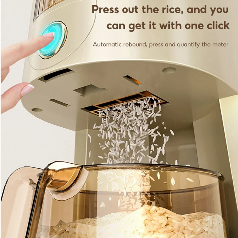 10KG Sealed Rice Bucket Automatic Cereal Dispenser Storage Box With Lid And Cups Moisture-Proof Grain Cereal Storage