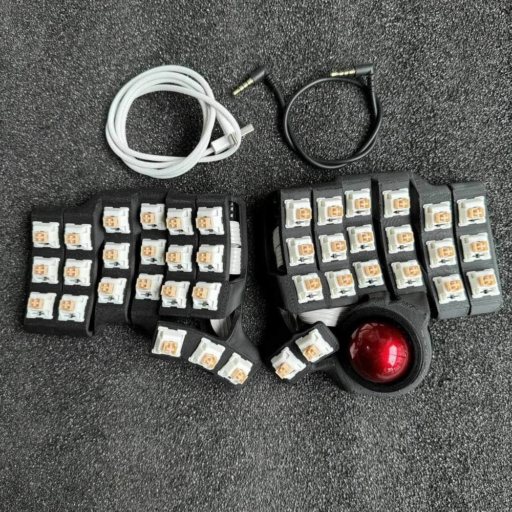 Charybdis Mini Curved Split Keyboard Kit 3x6 with Trackball Custom Wired Single-mode Three-D TBK Mini Split Mechanical Keyboard