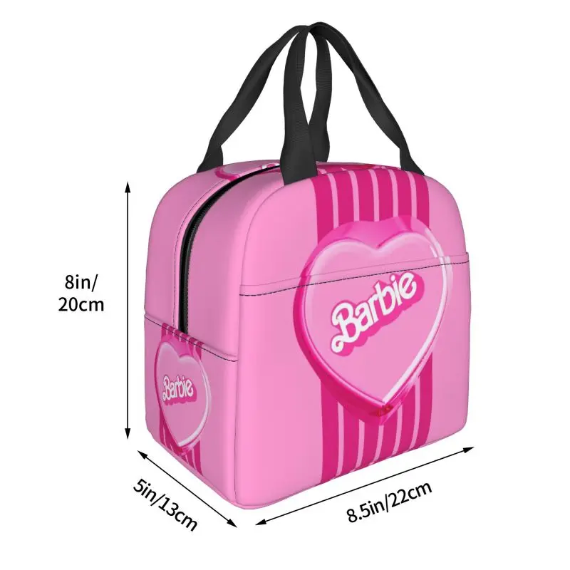 Custom Barbie Lunch Bag Waterproof Thermal Cooler Insulated Bento Box For Women Work School Beach Camping Travel Food Tote Bags