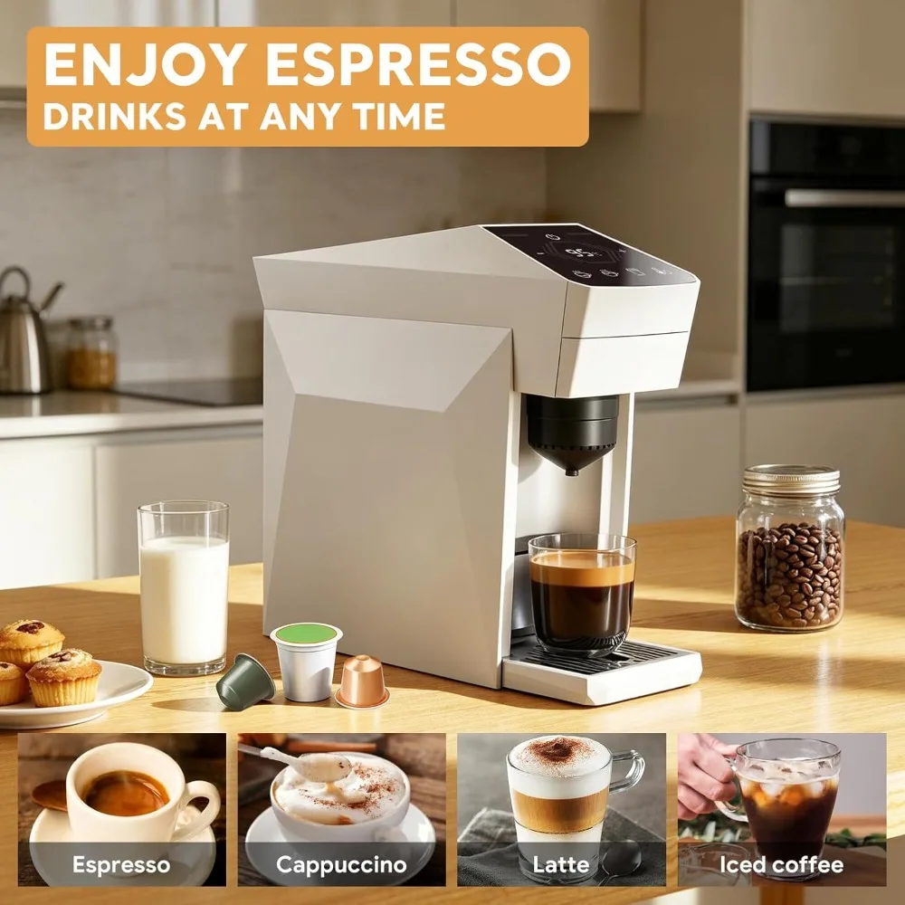 icafilas 3 in 1  Capsule Coffee Machine ME2406 Small Size Fit Dolce gusto Nespresso Capsule Ground Coffee 19Bar Hot/Cold