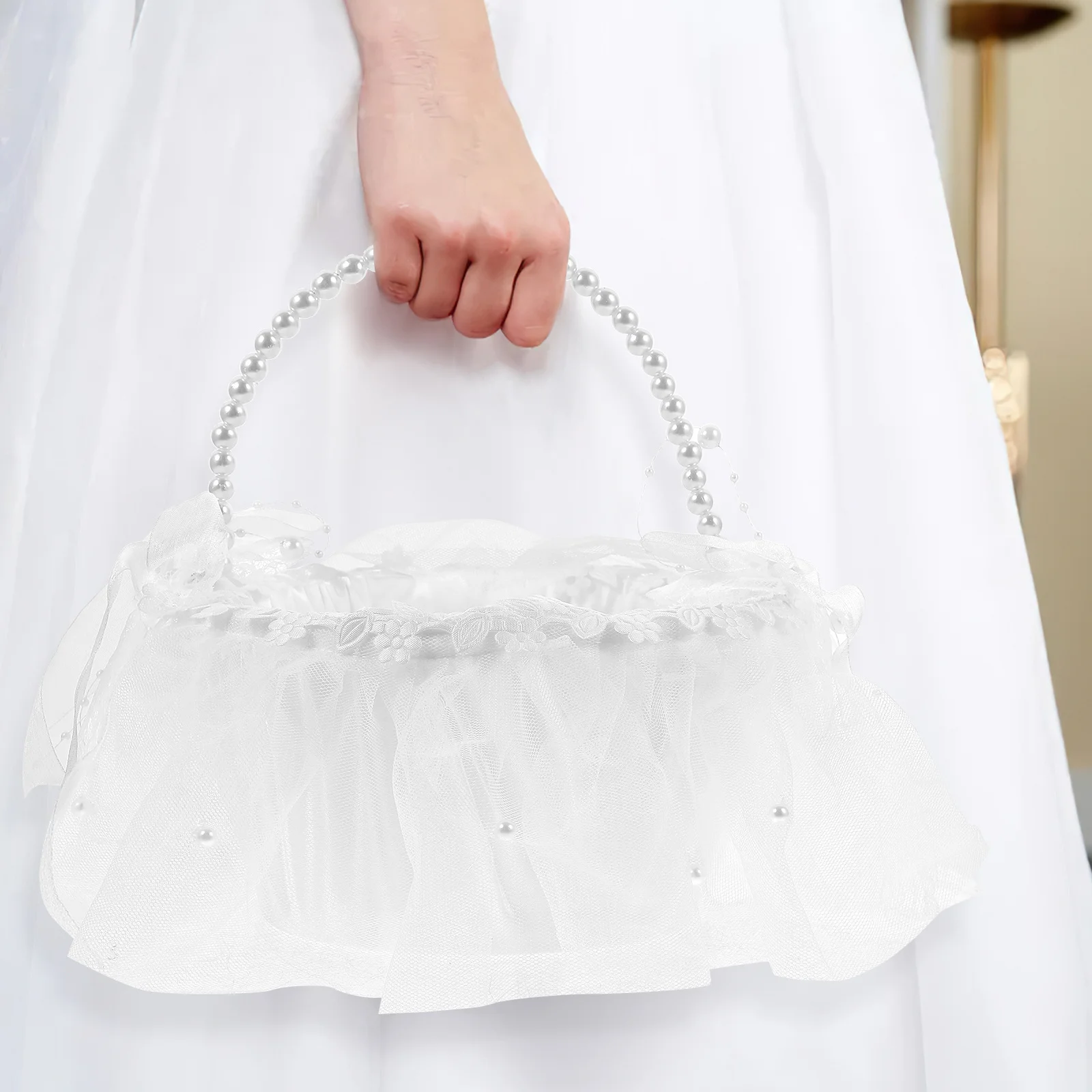 

Floral Basket Decor Simulated Petals Wedding Decoration Flower Baskets Pink Beach for