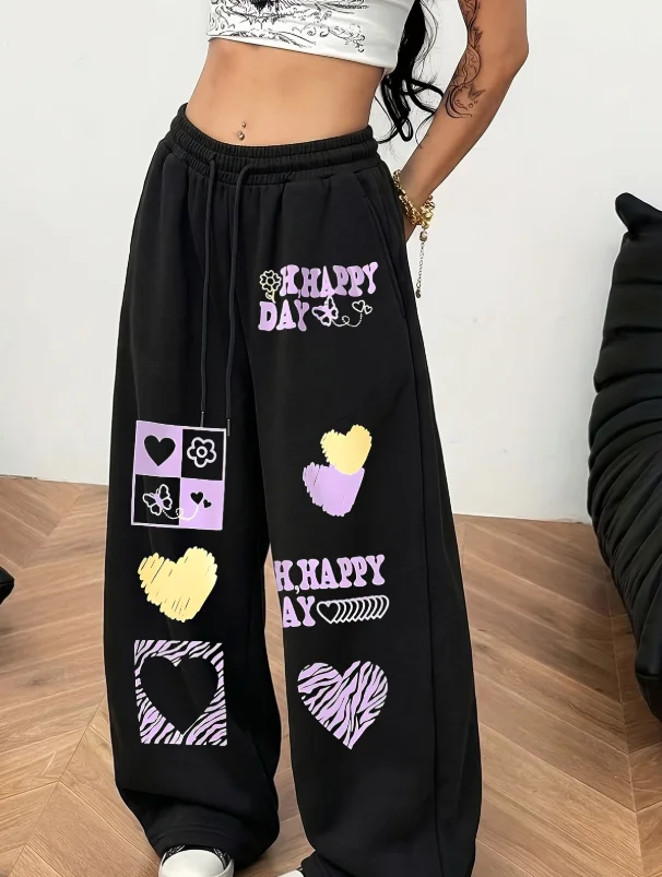 

American Style New Street Dance Trendy Pants Geometric Print Jazz Dance Pants Women'S Casual Long Pants