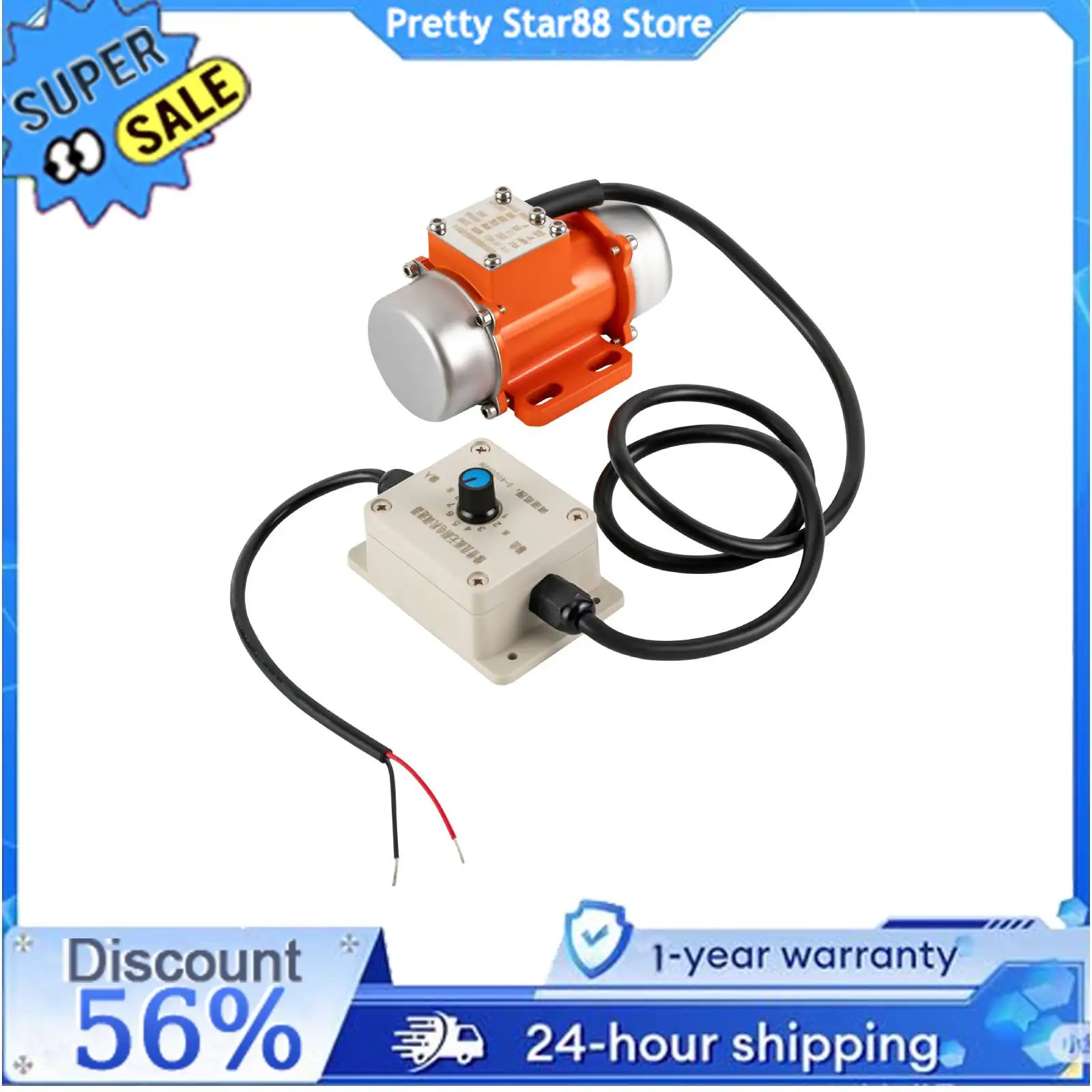 Moteur à Vibration Électrique DC12/24V, 30W, Vibrateur à Béton, Moteur Sans Balais, Vitesse Réglable, Démarrage Manuel