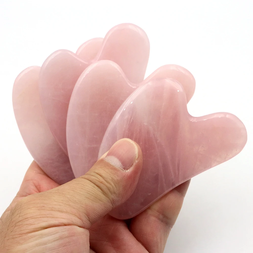 لوحة تدليك غوا شا من الكوارتز الوردي الطبيعي أداة كاشطات تدليك الوجه للوجه والرقبة والظهر والجسم وأدوات العلاج الطبيعي غواشا #5