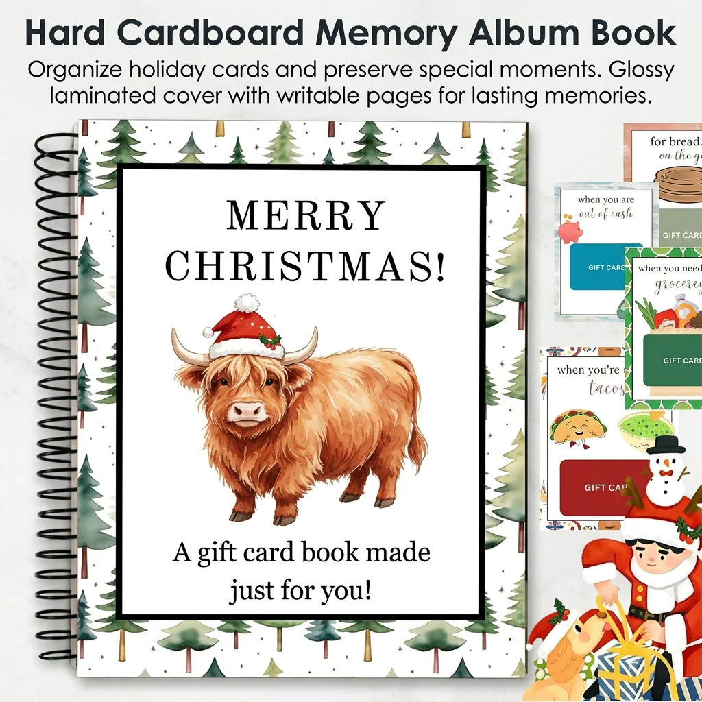 Gift Card Album Elegant Christmas Keepsake for Teens Hardboard Memory Organizer Writable Holiday Storage Book Durable