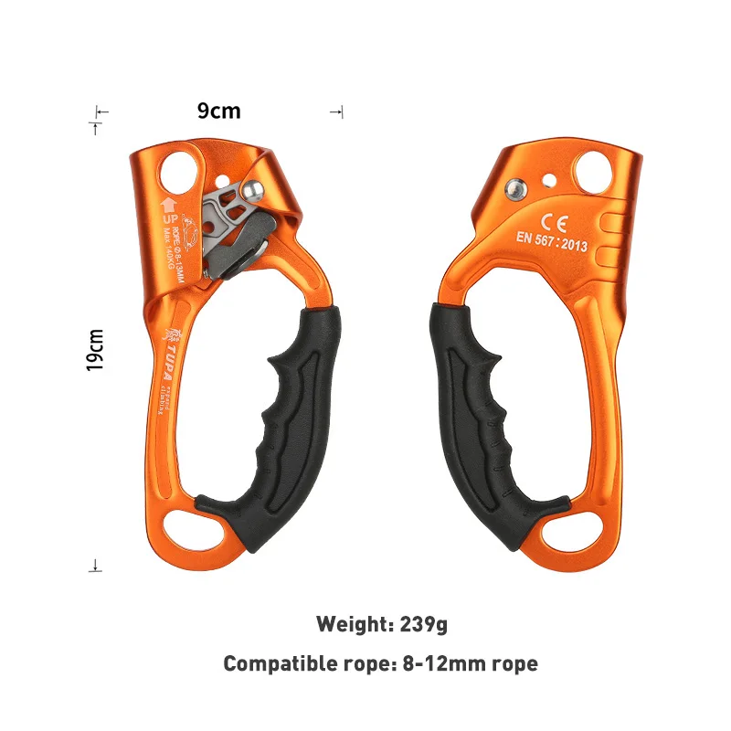 Dispositivo de escalada en roca al aire libre, mano ascendente SRT Ascend, mango de montañero, mano izquierda, mano derecha, herramientas de cuerda