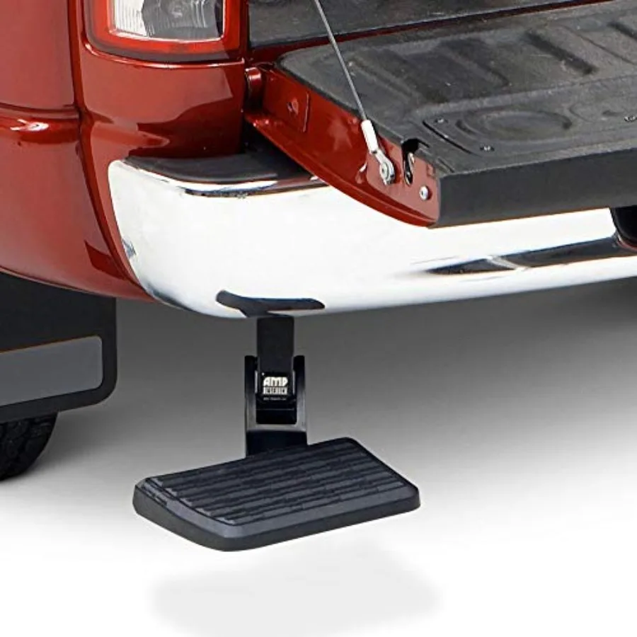 

Rear Bumper Access BedStep for Trucks, Steel, Black, Heavy-Duty Non-Slip Tread, Not Compatible with Dual Exhaust