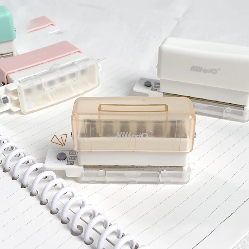 6-Hole Multi-Function Punch- Round Hole Puncher for B5 Loose-Leaf Notebooks Compact & Portable Binder Paper Punch