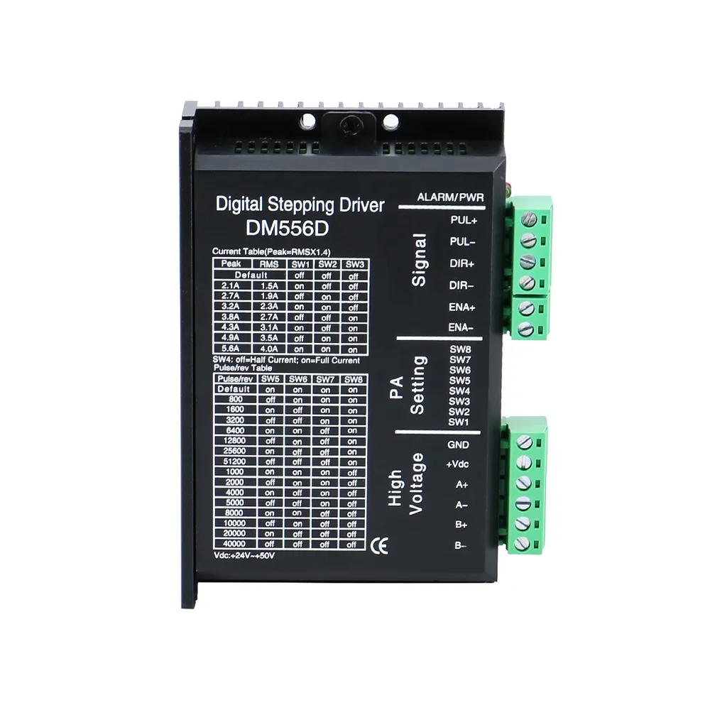 Open Loop 2 Phase 800-51200 Step/Turn DC24-50V 5.6A Hybrid DM556D Nema23 Motor Driver