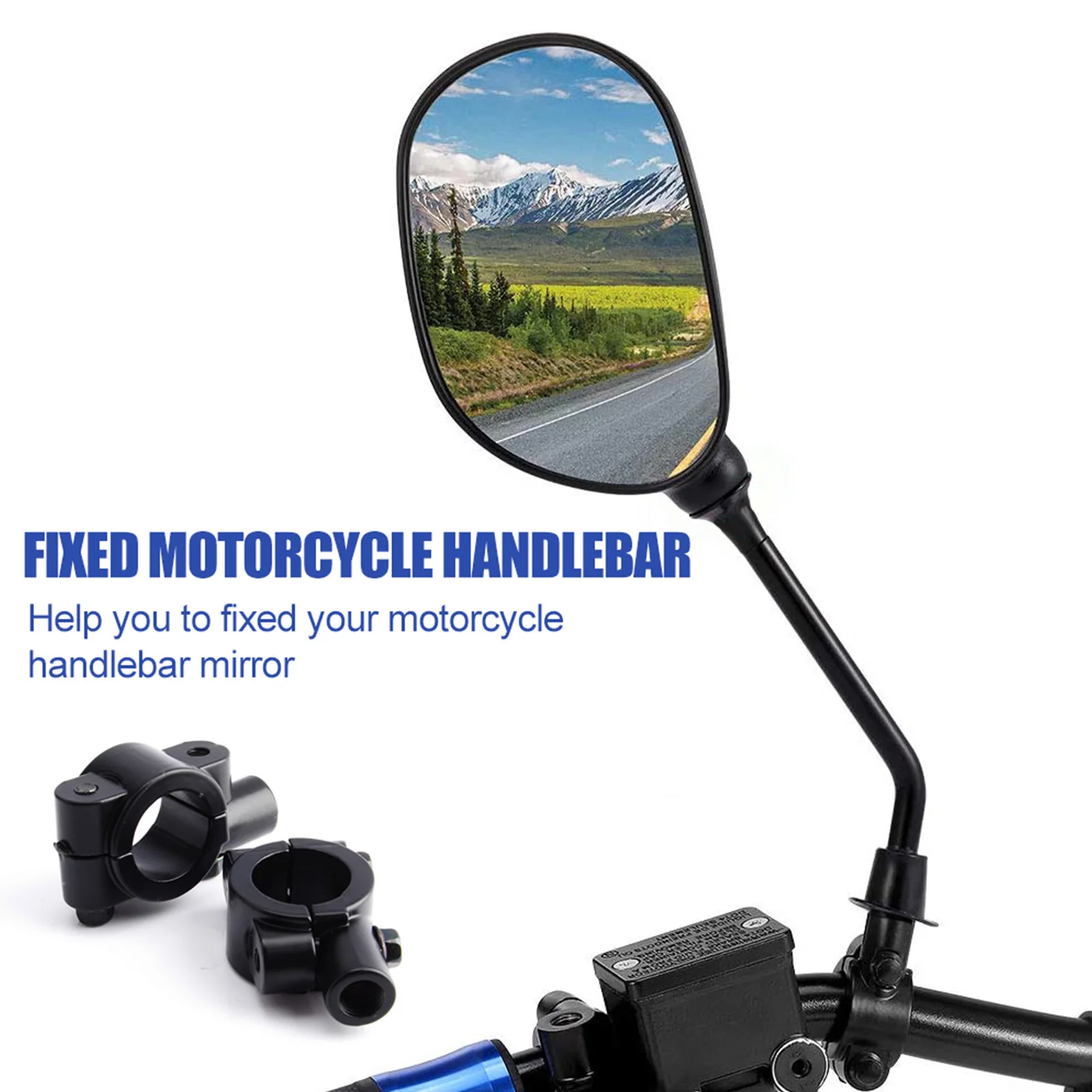 

2Pcs Black Universal Motorcycle Handlebar Mirror Mount 10mm 7/8" Aluminum Clamp