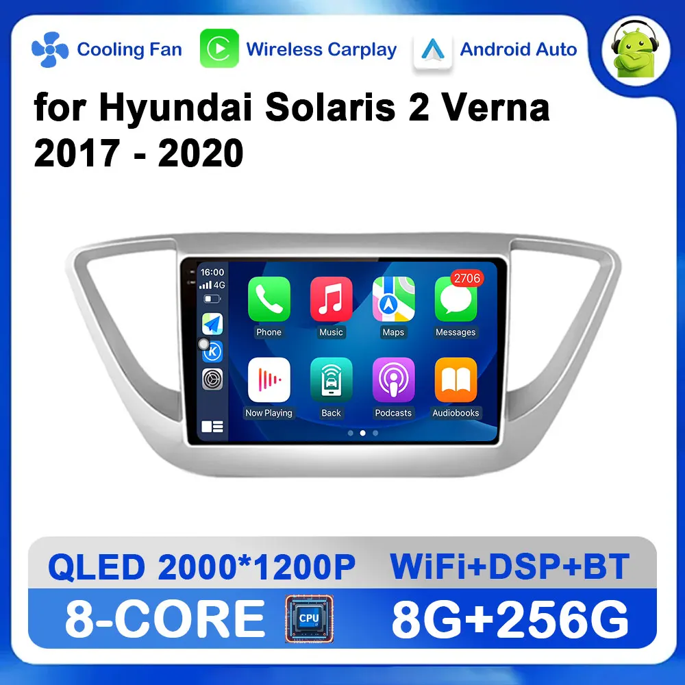 

Android OS for Hyundai Solaris 2 Verna 2017 - 2020 GPS Navi Car Radio Multimedia Player 9 inch Wireless Carplay BT 4G HD Screen