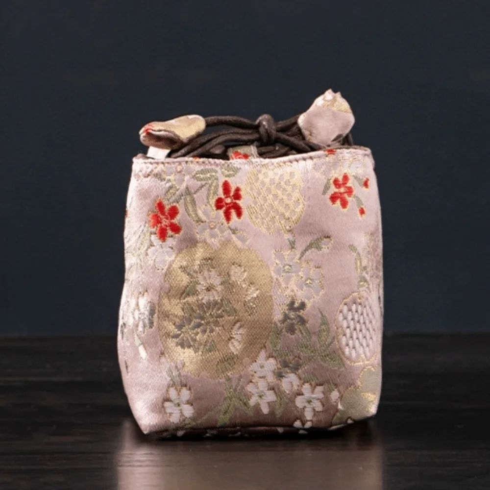 Portable Brocade Tea Set Storage Bag Thickened Embroidered Chinese Style Bag Tea Cozy Gift