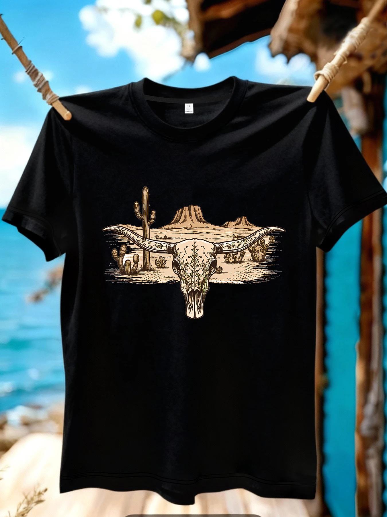 

【JYDX19】Horn printing plus size women's round neck T-shirt summer casual street fashion women's Joker short sleeve T-shirt