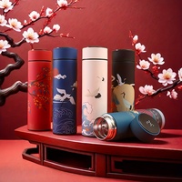 1pc Retro intelligence 304 Stainless Steel Insulated Cup, Chinese Style Trend, Creative Water Cup, Kitchen Supplies