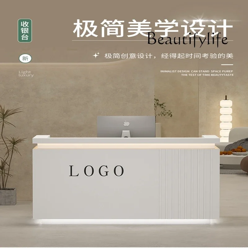 Nordic Light Luxury Paint Reception Desk Corner Hotel Front Desk Beauty Salon Cashier Desk