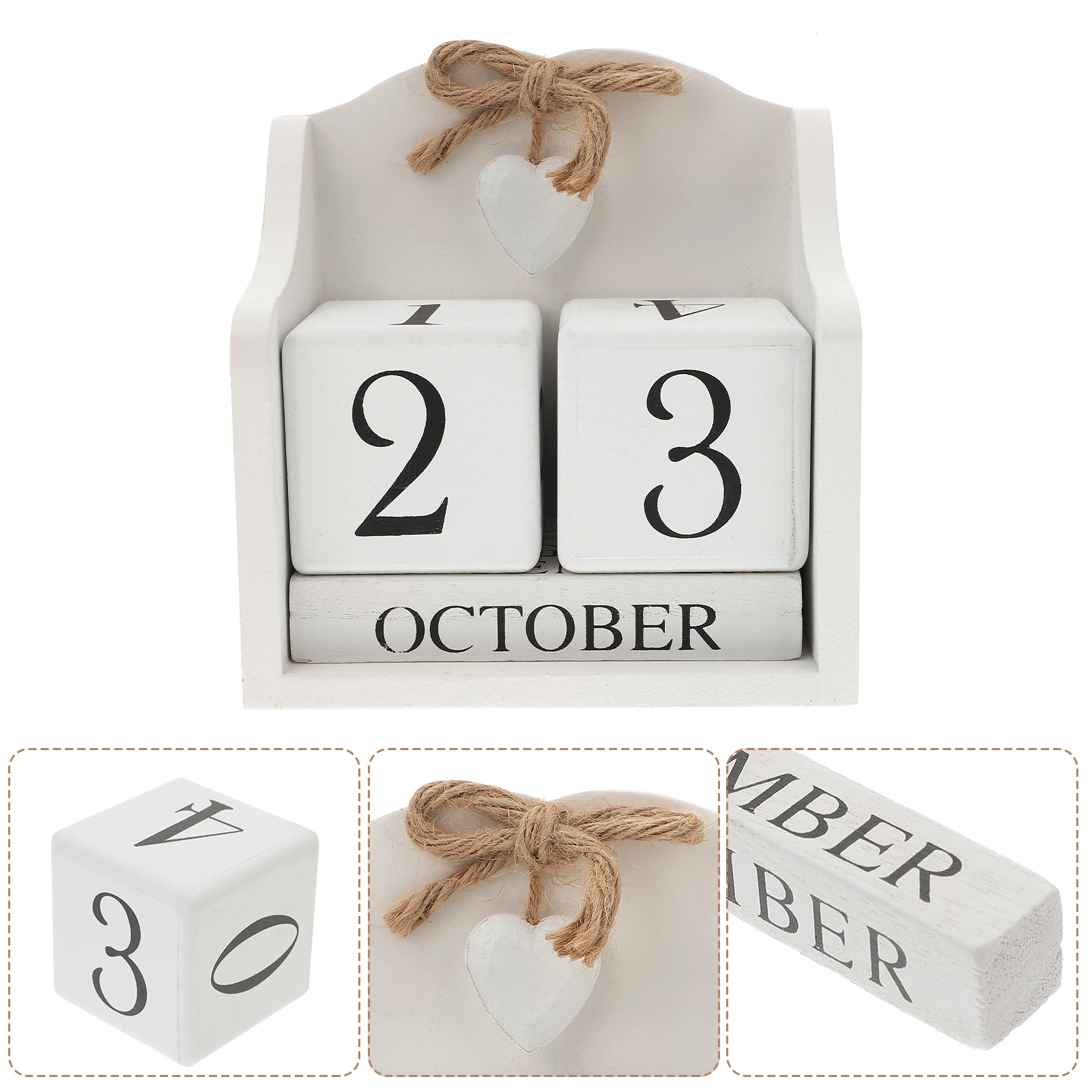 

Perpetual Ornaments Wooden Desktop Decor European Style Retro Chic Bamboo White Creative Adornment Home Office Gift For Families