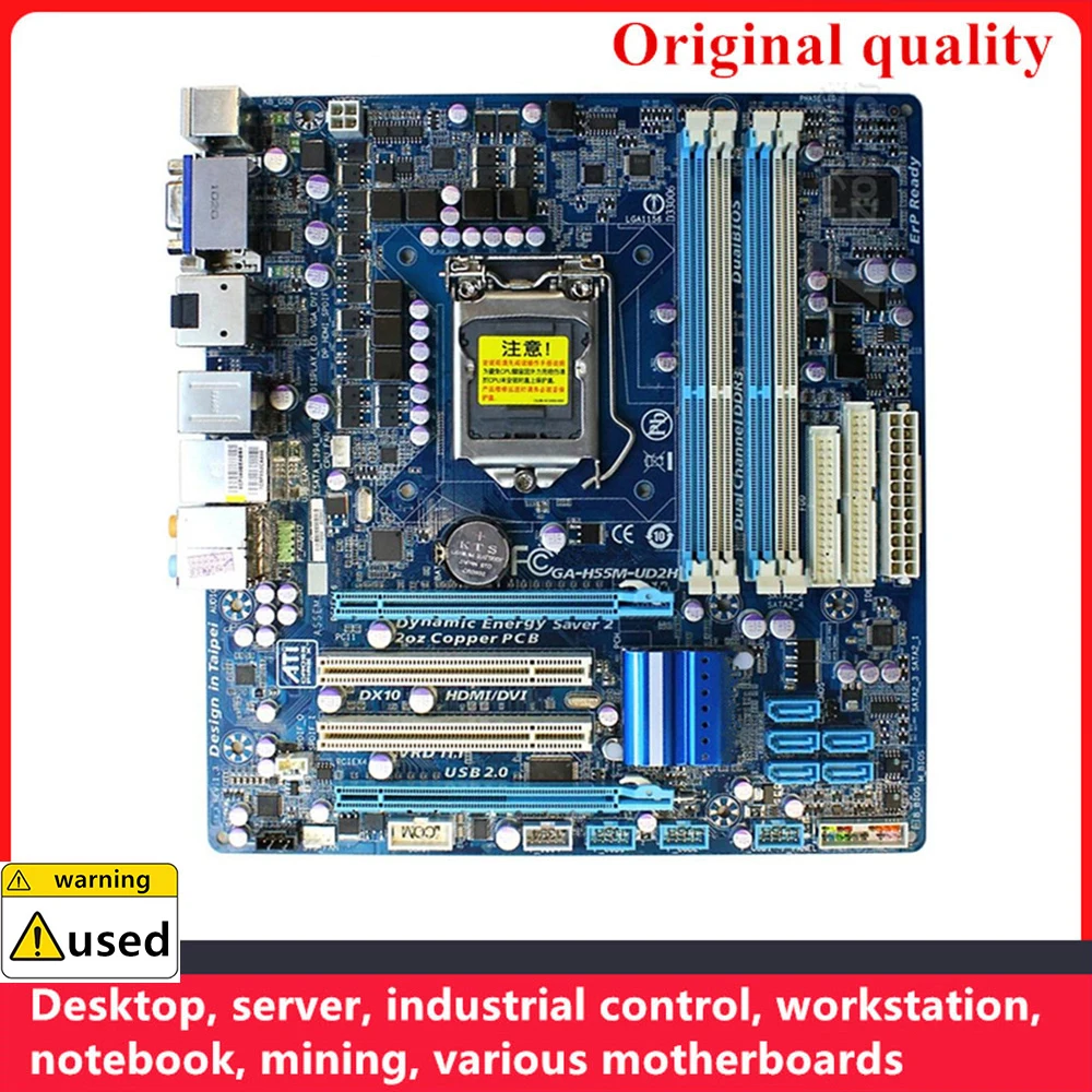 

For GA-H55M-UD2H H55M-UD2H Motherboards LGA 1156 DDR3 16GB M-ATX For Intel H55 Desktop Mainboard SATA II USB2.0