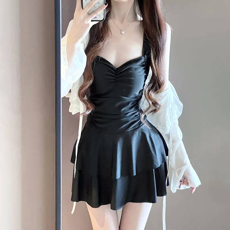 2025 nuevo traje de baño Sexy falda de mujer de una pieza chaqueta adelgazante que cubre el vientre puro deseo para aprender vacaciones de primavera caliente