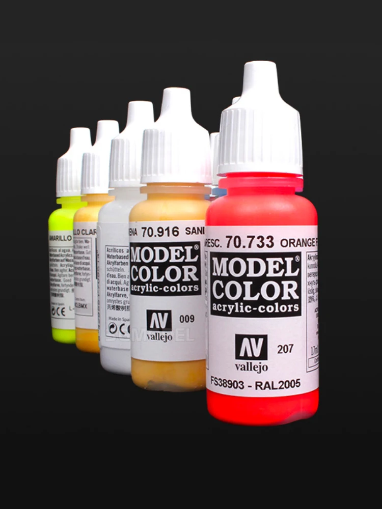 Pigmento de tinta acrílica Vallejo, coloração de modelos, AV à base de água, série de revestimento manual, Gunpla militar, cor plástica, 17ml, 001-055