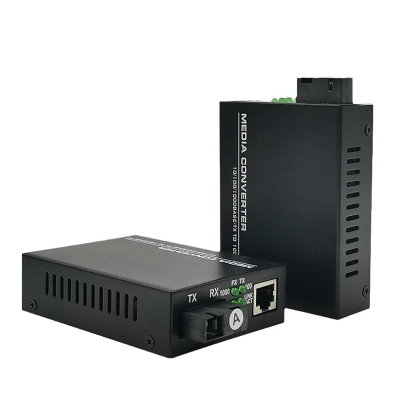 1 Pair Gigabit Fiber Transceiver 20KM SC Single Mode Single Fiber Transceiver Fiber Gigabit Media Converter Easy To Use UK Plug