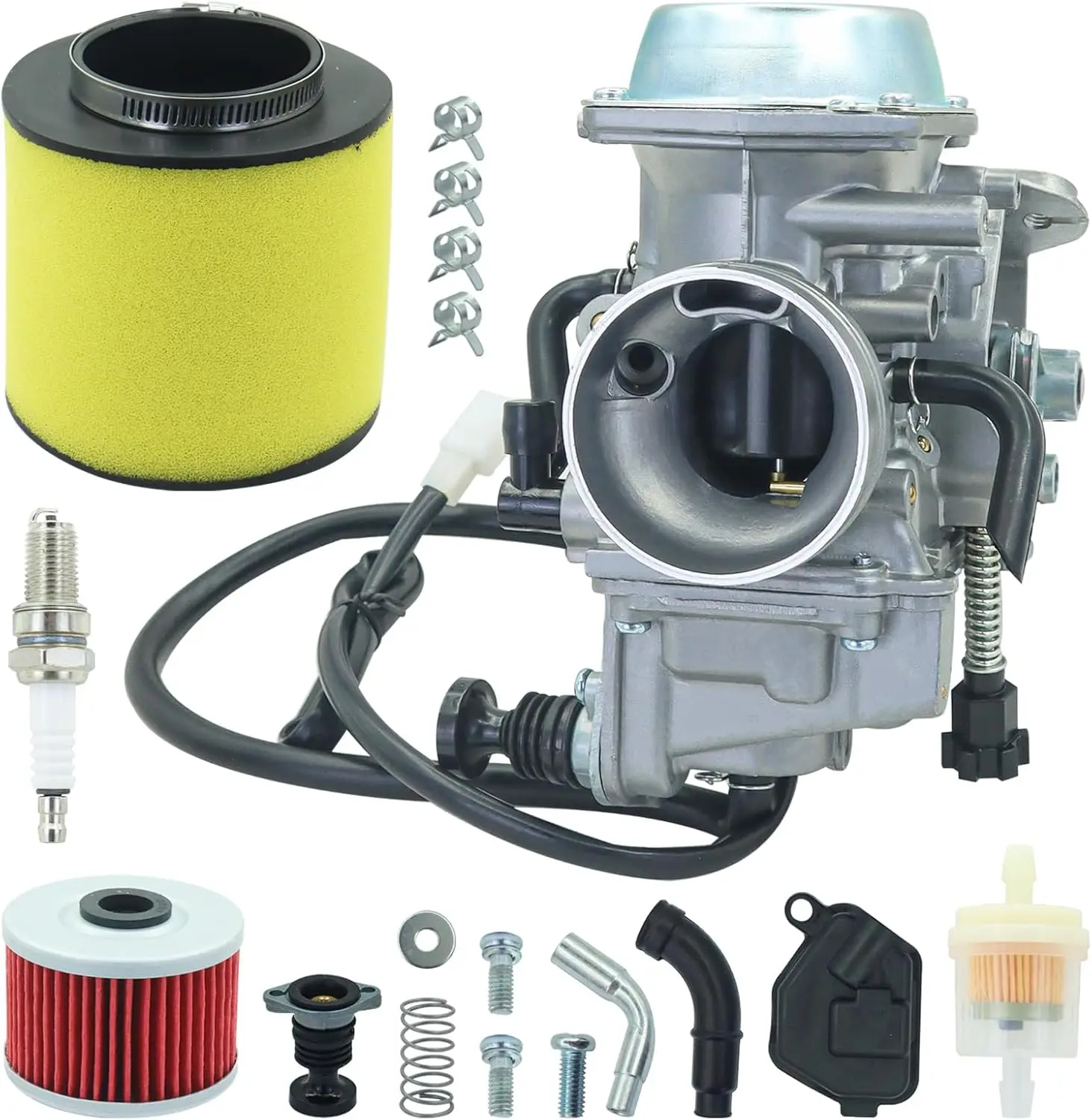 Carburador TRX 350 Compatible con Honda 16100-HN5-673 para TRX350TE TRX350TM Rancher 350 450 ATV de 4 Tiempos 2000-2006 con Filtro de Aire y Aceite