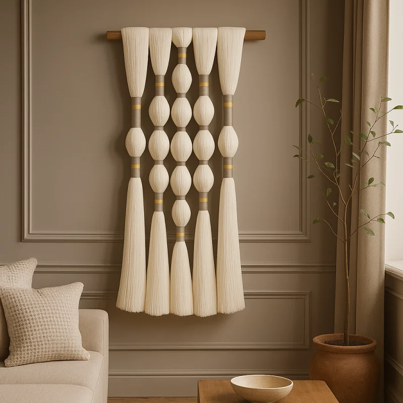 

Handmade Cotton Rope Macrame Wall Hanging Modern Boho Tassel Decor for Wedding Backdrop Living Room Home Decoration