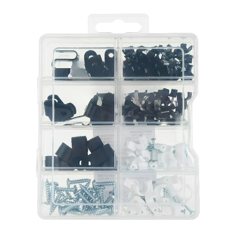140-Piece Cable Clips and Clamp Set for Wire and Cable Organization, Assorted Sizes