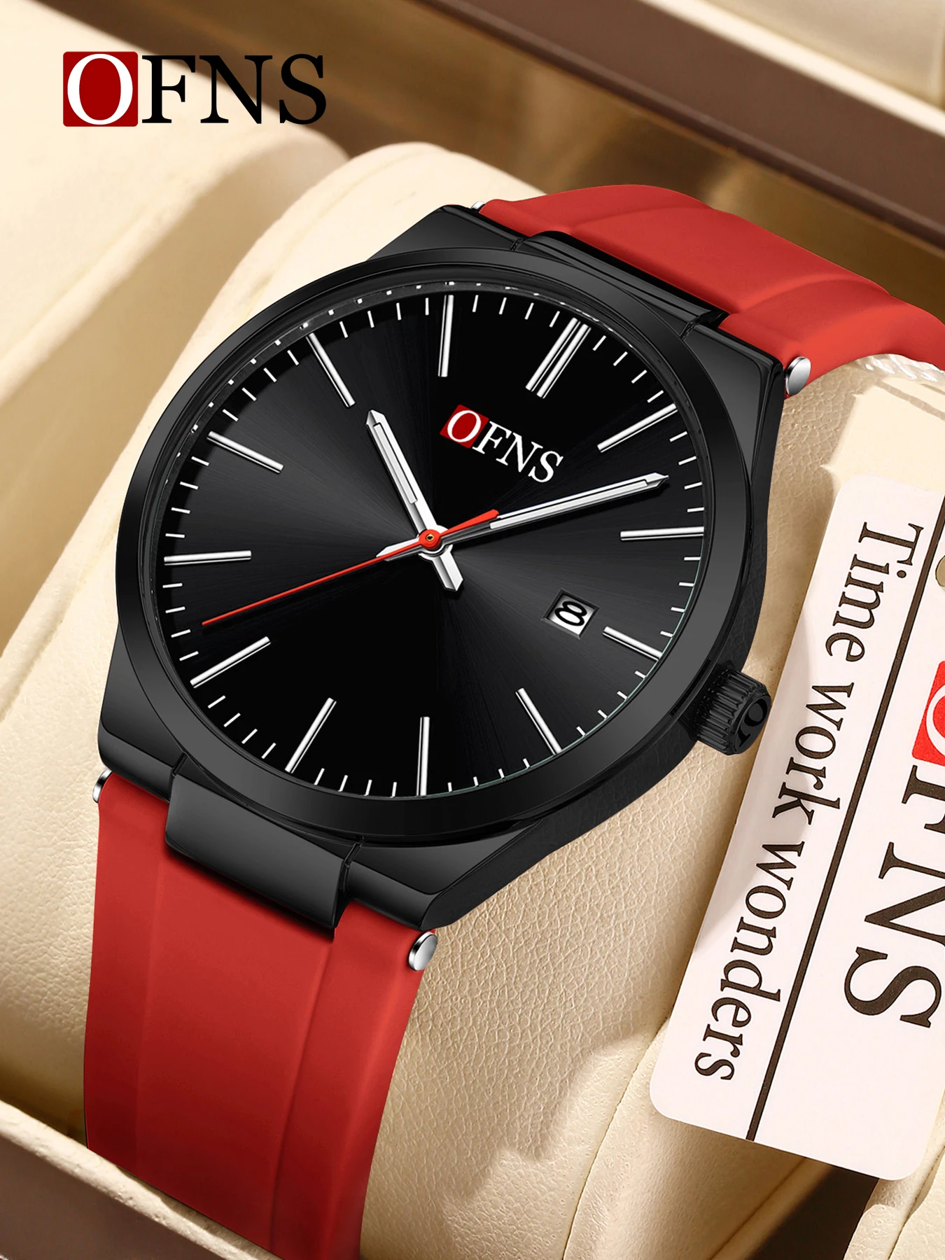 OFNS1631 ساعة كوارتز للرجال والنساء 3ATM مقاومة للماء بتقويم مضيء خفيفة الوزن 10 ملم هيكل من سبائك الزنك للجنسين #2