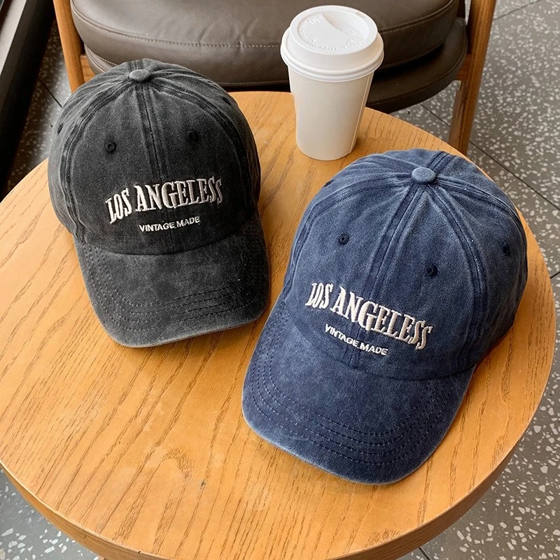 Retro smoke gray baseball cap women's spring and autumn summer American hat showing face small cap trendy brand men