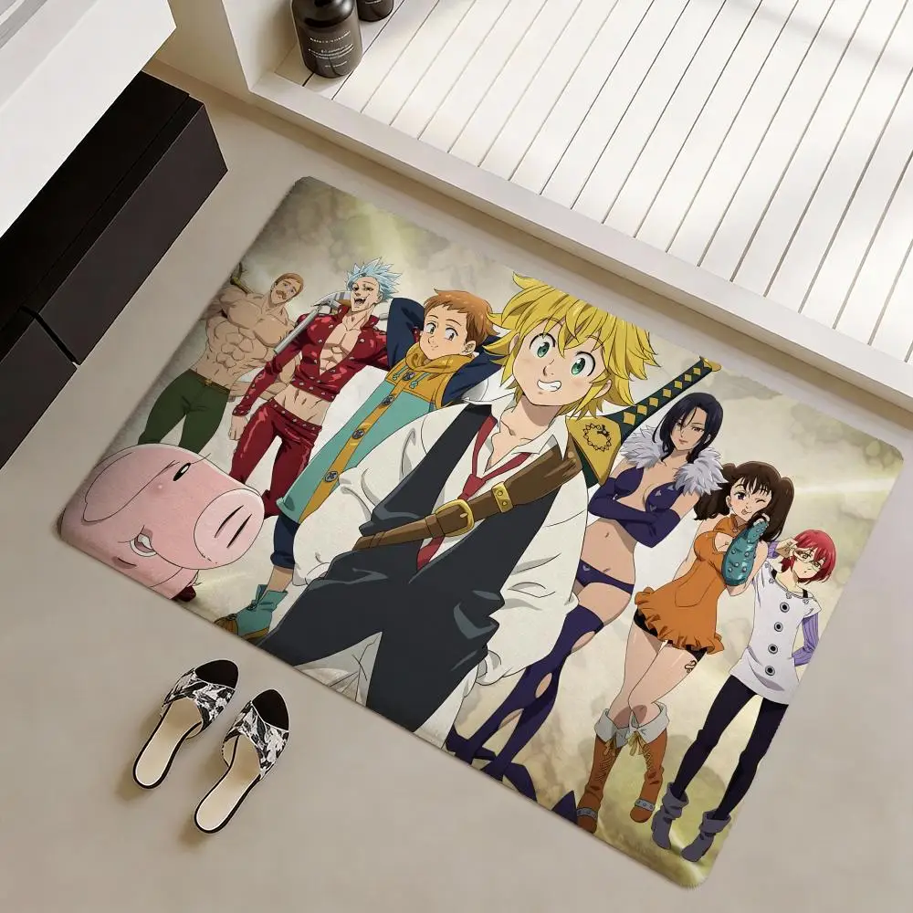 AnimeThe S-Seven Deadly Sins Bodenmatte, weiche, rutschfeste Flanell-Fußmatte – verdickter Teppich für Wohnzimmer, Heimdekoration