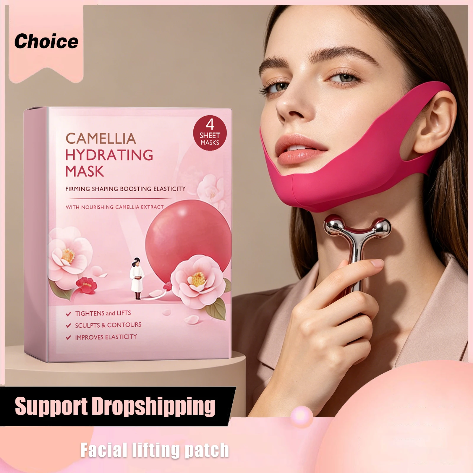 Collagen Peptide V-Shaped Mask Firm Lift Tighten Sagging Skin Anti Aging Reduce Puffiness Nourishing Double Chin Cheek Care Mask