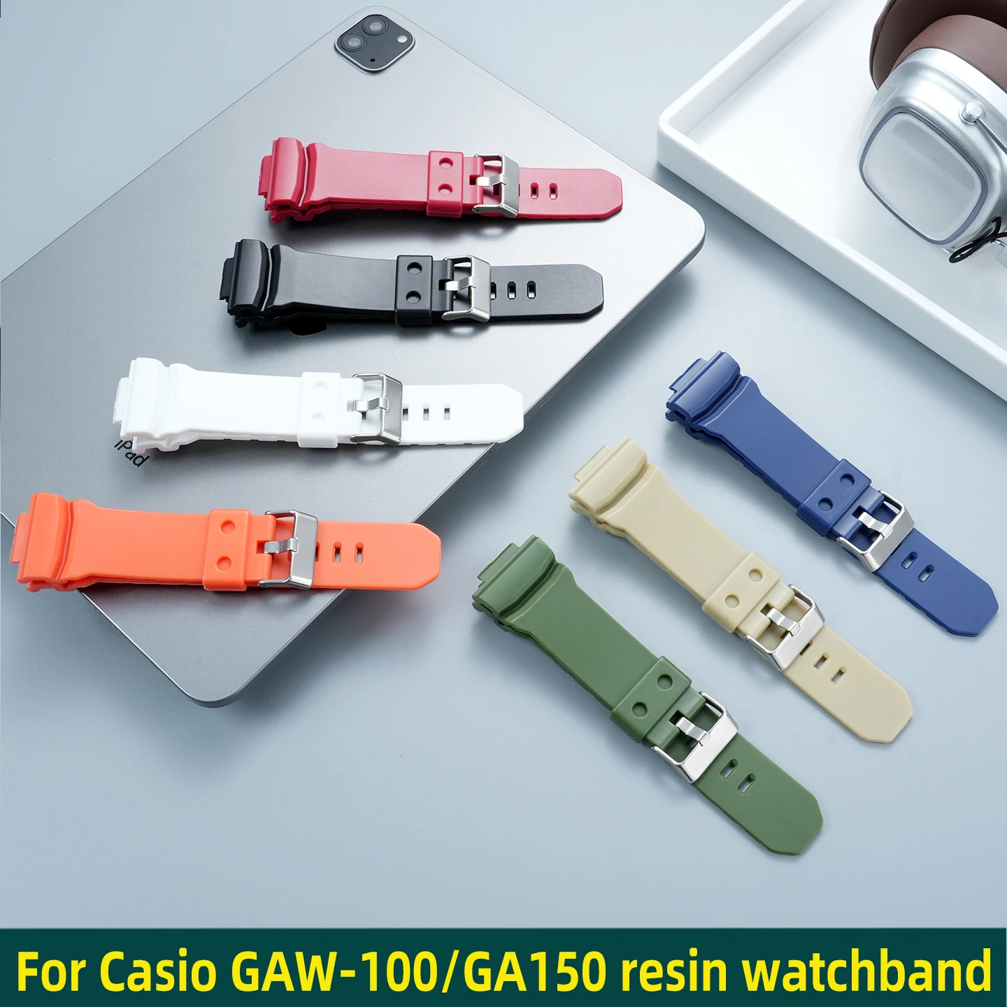 Suitable for Casio G-Shock series GAW-100/GA150 resin watchband, GA110 waterproof silicone bracelet, 16mm watch accessories