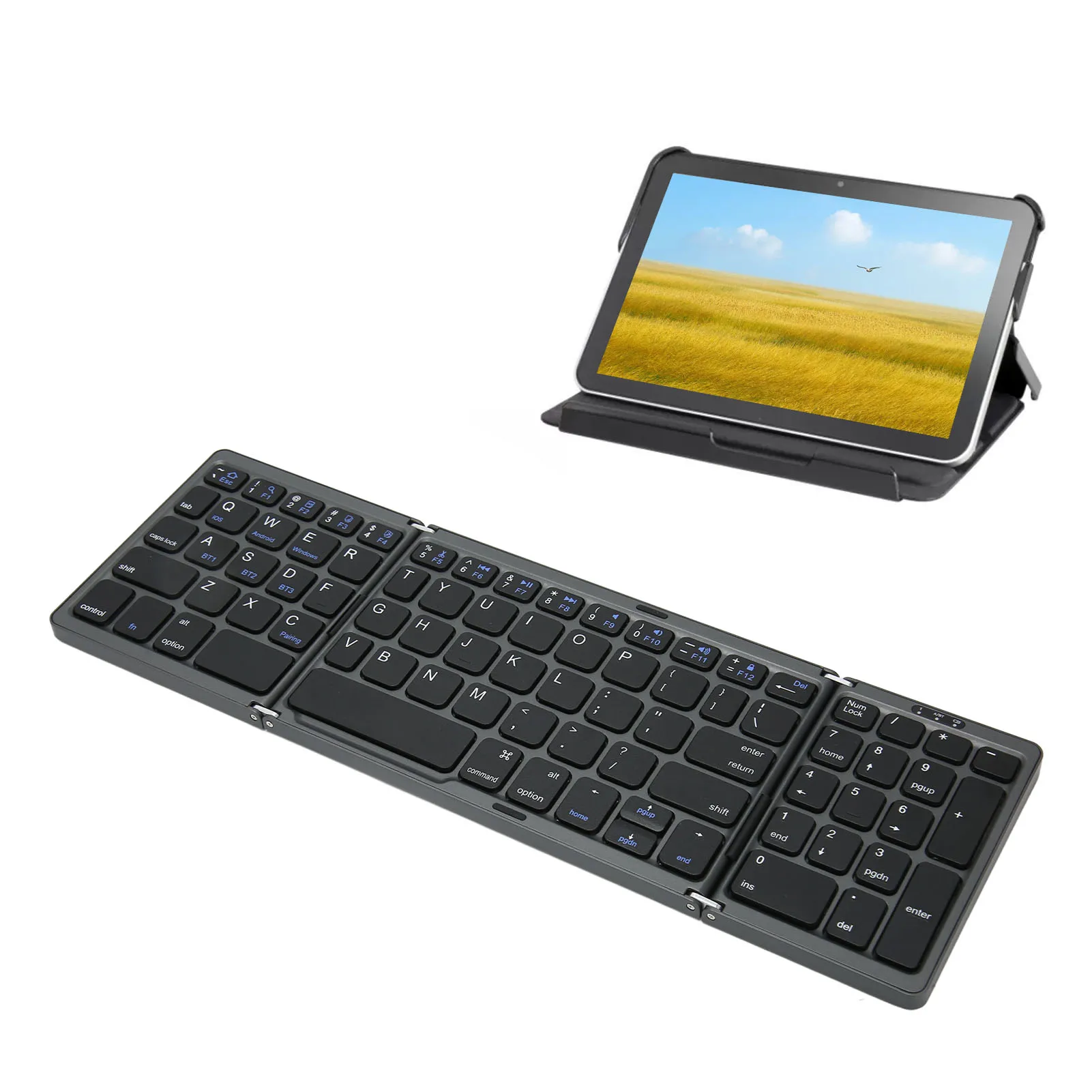 Foldable Bluetooth Keyboard   Size Bluetooth Keyboard Battery Powered Type C Interface with Numeric Key for PC